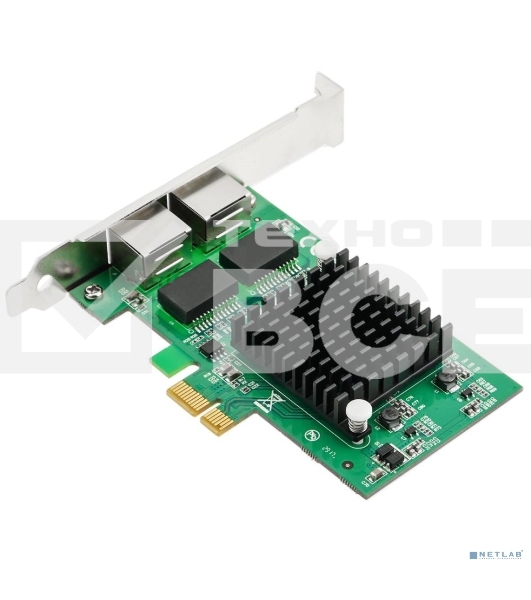 Сетевая карта ORIENT XWT-INT82L2PE PCI-Ex1 v1.0a 2xRJ45 Gigabit Ethernet, Intel 82571GB chipset, 1 Гбит/с, 2 планки крепления в комплекте (31282)