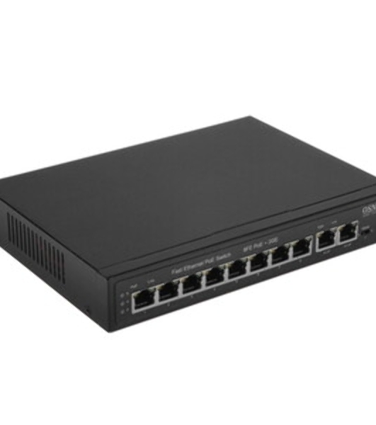 Коммутатор PoE Osnovo SW-20820(120W), 8 x FE с поддержкой PoE (IEEE 802.3af/at), 2 x GE, до 30W на порт, суммарно до 115W