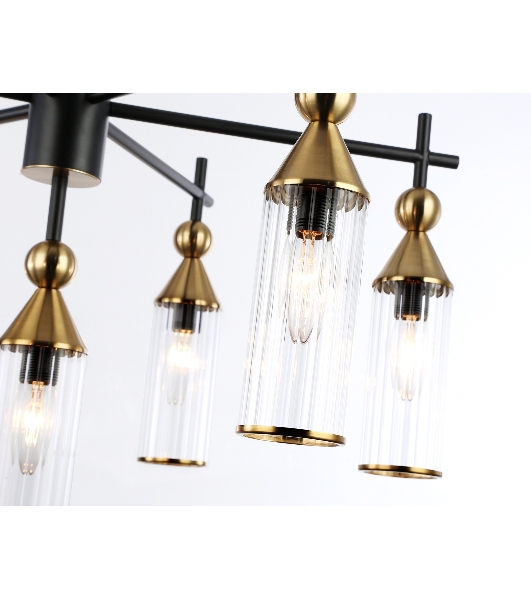 Люстра Ambrella light LH55257/7 BK/BS/CL черный/латунь/прозрачный E14*7 max 40W D640*520