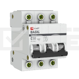 Автоматический выключатель EKF mcb4729-3-50C 3P 50А (C) 4,5кА ВА 47-29 Basic