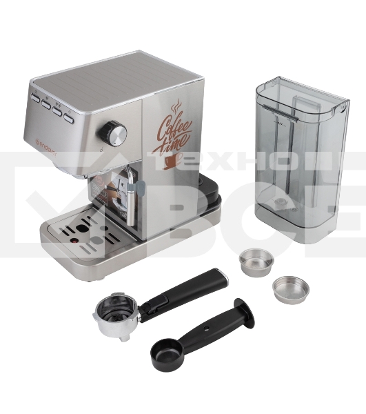 Кофеварка рожковая Endever Costa-1075 стальной, исп. кофе - молотый, 1.4 л, 1450 Вт, 20 Бар.