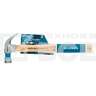 Молоток-гвоздодер GROSS 200 г угол 45 магнит обрезиненная рукоятка AMERICAN HICKORY 10414