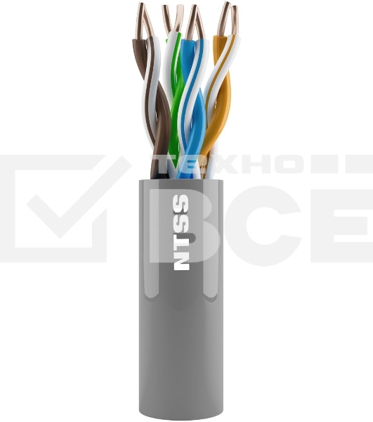 Кабель информационный NTSS NTSS-IN-UTP4-5Е-PVC-GY кат.5E U/UTP 4X2X24AWG PVC внутренний 305м серый
