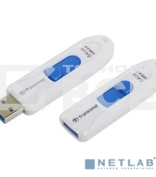 Флешка USB Transcend JetFlash 790 (TS64GJF790W), 64Gb, USB 3.0, R/W 70/25, белый/синий