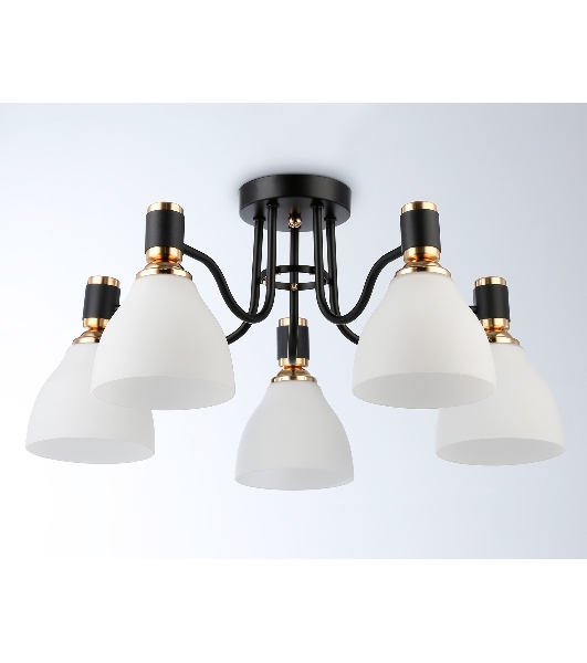 Светильник Ambrella light TR303307/5 BK/GD/FR черный/золото/белый матовый E27*5 max 60W D600*270