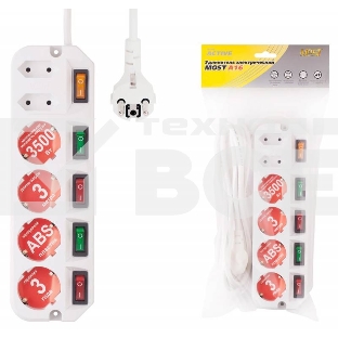Сетевой удлинитель Most A16 5м (6 розеток) белый (пакет ПЭ)