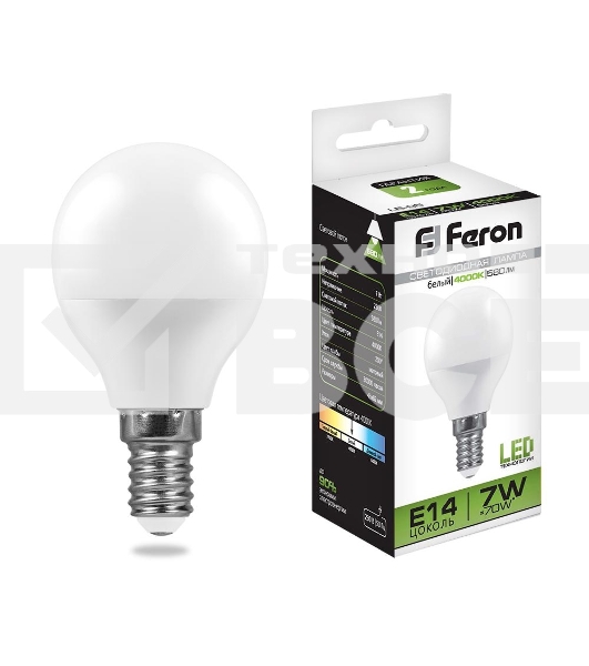Лампа светодиодная FERON LB-95 (25479) 7W 230V E14 4000K G45