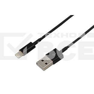 USB кабель для iPhone 5/6/7 моделей шнур 1 м черный Rexant