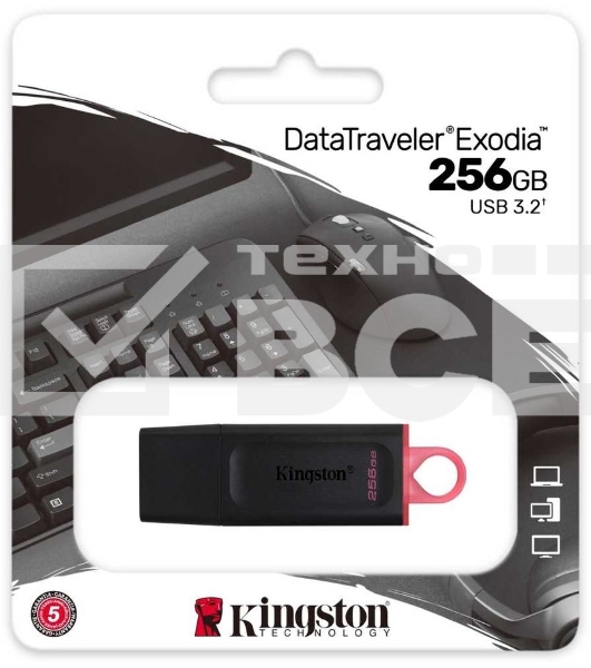 Флеш диск KINGSTON 256GB USB3.2 Gen1 DataTraveler Exodia (Black + Pink)