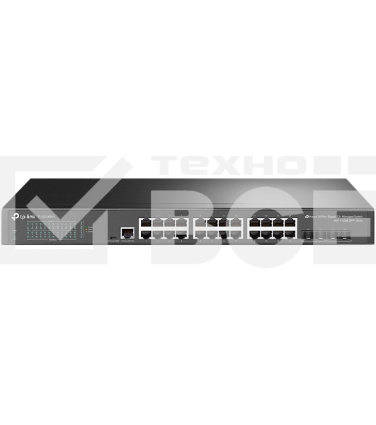 Коммутатор TP-Link JetStream™ 24-port Pure-Gigabit L2+ Managed Switch, 24 10/100/1000Mbps RJ45, 4*10G SFP+ Slots