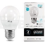 Светодиодная лампа GAUSS 53228 LED Elementary Шар 8W E27 540lm 4100K 1/10/100 0, фото2