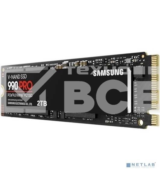 Накопитель SSD Samsung 990 PRO, 2TB, PCIe 4.0 x4, M.2 2280, NVMe, R/W 7450/6900