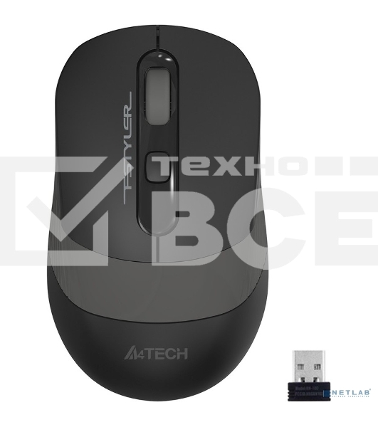 Мышь беспроводная A4Tech Fstyler FG10S черный/серый, 2000 dpi, радиоканал, USB, кнопки - 4