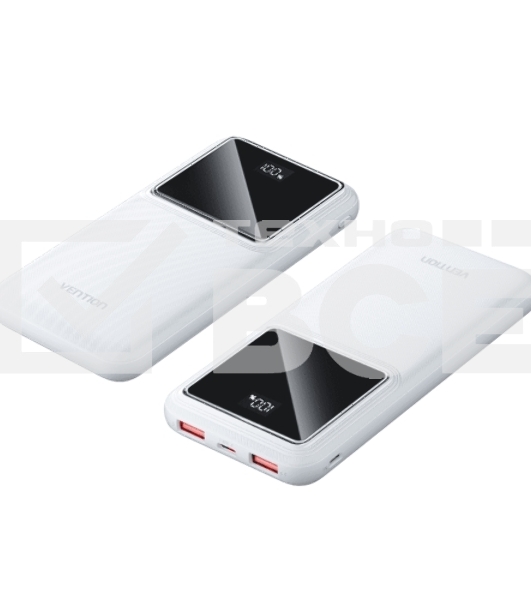Внешний аккумулятор Vention 10000mAh(M/C-A/A)22.5W Белый с LED Дисплеем