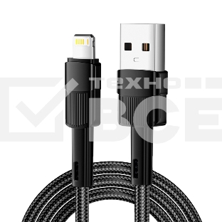 Кабель USB-A – Lightning для Apple, 2,4А, 1м, в черной нейлоновой оплетке Rexant