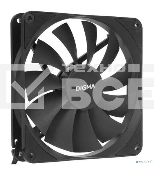 Вентилятор для корпуса Digma DFAN140PWM-1BK черный, 140 мм, 1500 об/мин, 28 дБ, 4 pin