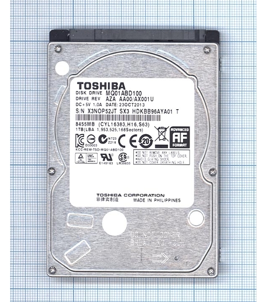 Жесткий диск Toshiba SATA-II 1Tb MQ01ABD100 (5400rpm) 8Mb 2.5'