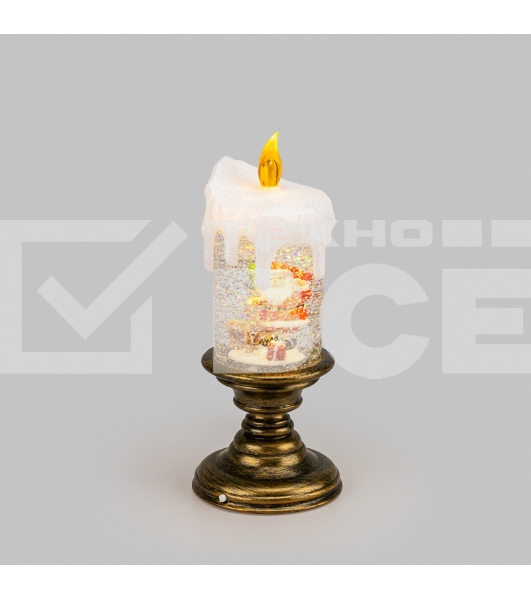 Декоративный светильник Neon-night Свеча с Дедом Морозом с эффектом снегопада и подсветкой, 10,5х10,5х25 см, питание 4хААА (не в комплекте) и USB