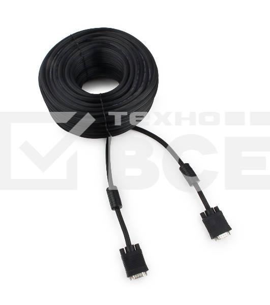 Кабель Gembird/Cablexpert CC-PPVGA-30M-B, Кабель VGA Premium , 15M/15M, 30м, черный, тройной экран, феррит.кольца 
