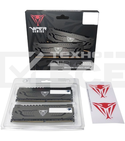 Оперативная память Patriot Viper Steel, DDR4, 64GB (2x32GB), 3600MHz, CL18, радиатор, черный