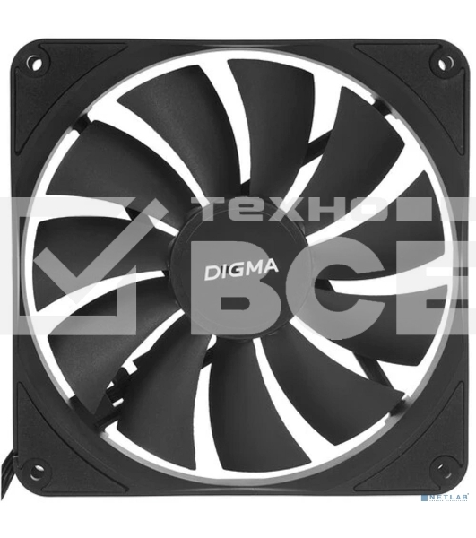 Вентилятор для корпуса Digma DFAN140PWM-1BK черный, 140 мм, 1500 об/мин, 28 дБ, 4 pin