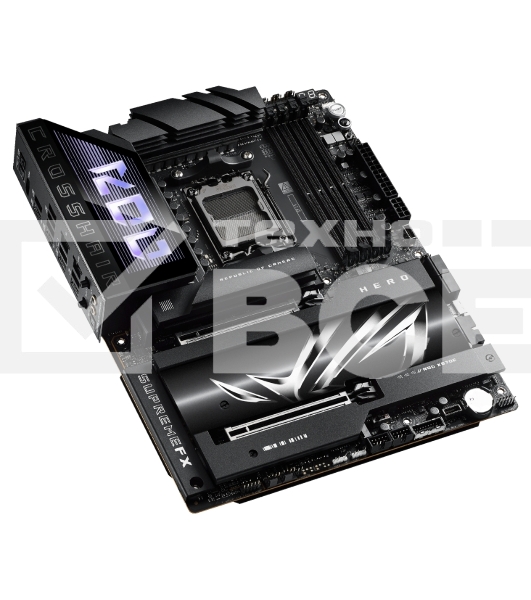 Материнская плата ASUS ROG CROSSHAIR X870E HERO, AM5, AMD X870E, 4xDDR5, 4xSATA, 5xM.2, 2xPCI-E 5.0 x16, 1xHDMI, 2xUSB-C (видео), 2x 5Gb LAN, 6xUSB-A 3.2 Gen 2, 2xUSB-C 3.2 Gen 2, 2xUSB4, 2x3.5 мм, 7.1, ATX
