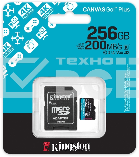 Флеш карта microSDXC 256Gb Kingston SDCG4/256Gb Canvas Go! Plus A2 + adapter