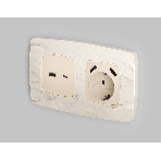 Лицевая панель OMEGA (Бежевый глянец) для электрической розетки с/з со шторками 2USB A+A QUANT OP3090, фото2