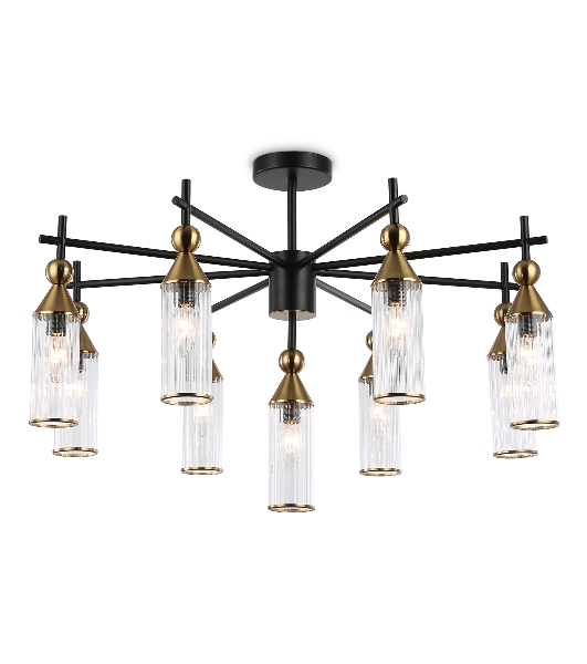 Люстра Ambrella light LH55258/9 BK/BS/CL черный/латунь/прозрачный E14*9 max 40W D770*530