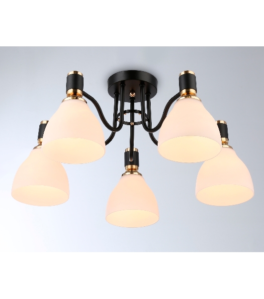 Светильник Ambrella light TR303307/5 BK/GD/FR черный/золото/белый матовый E27*5 max 60W D600*270