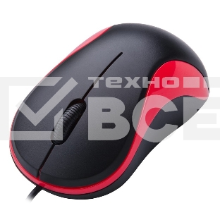 Мышь проводная Oklick 115S черный/красный, 1200 dpi, USB, кнопки - 3