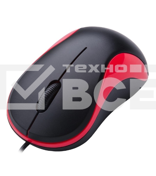 Мышь проводная Oklick 115S черный/красный, 1200 dpi, USB, кнопки - 3