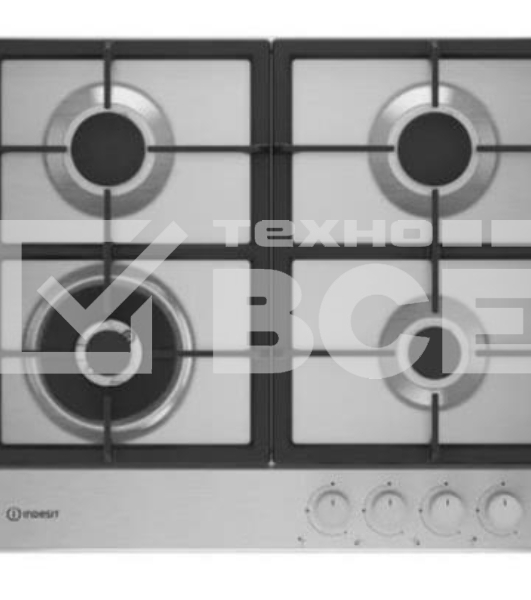 Газовая варочная панель Indesit THPM 642 W/IX/I, нержавеющая сталь