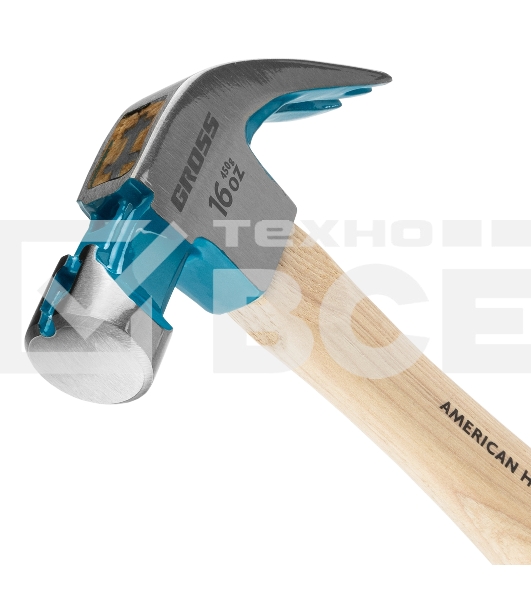 Молоток-гвоздодер Gross AMERICAN HICKORY 450 г, угол 45, магнит, обрезиненная рукоятка
