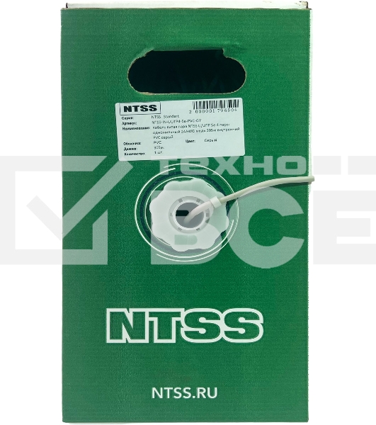 Кабель информационный NTSS NTSS-IN-UTP4-5Е-PVC-GY кат.5E U/UTP 4X2X24AWG PVC внутренний 305м серый