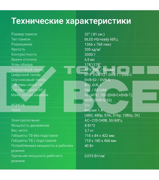 Телевизор Digma 32