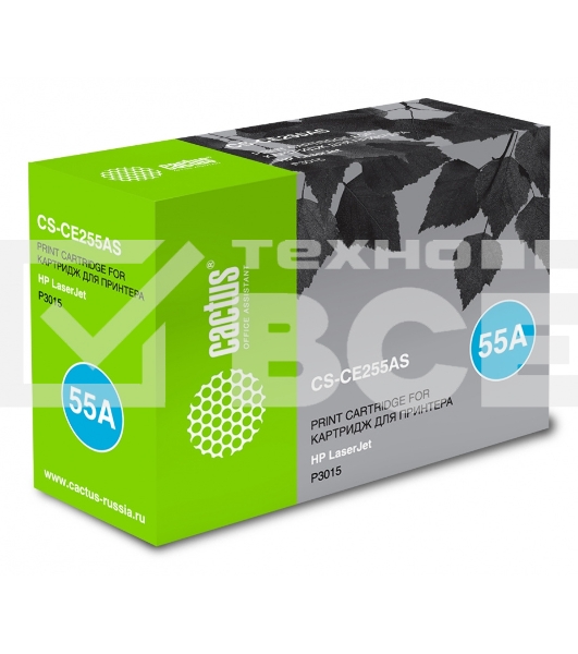 Картридж лазерный Cactus CS-CE255AS черный (6000 стр.) для HP LaserJet P3011/P3015