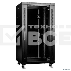 Шкаф телекоммуникационный напольный Cabeus, IP20, 22U, 1166х600х800 мм (ВхШхГ), дверь: стекло, боковая панель: сплошная, разборный, цвет: чёрный, фото 1