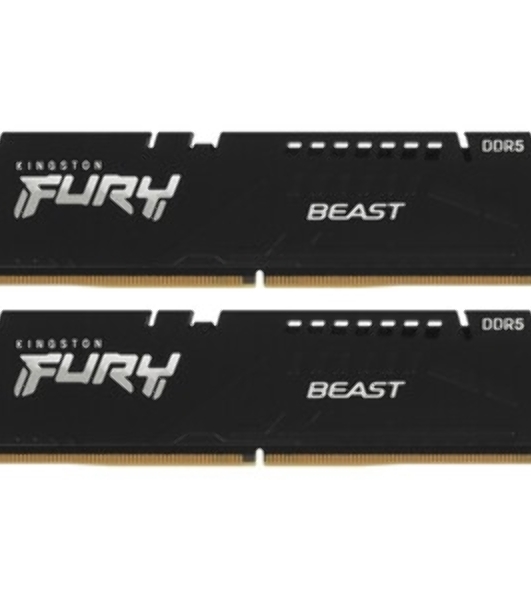 Оперативная память Kingston Fury Beast, DDR5, 32Gb (1x32Gb), 6000MHz, CL30, DIMM, с радиатором, RGb, черный