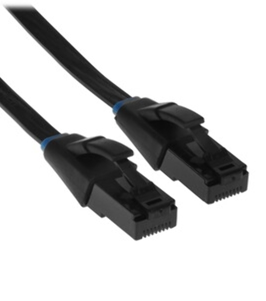 Патч-корд Vention прямой UTP cat.6a, RJ45 угол 90 - 15м. Черный