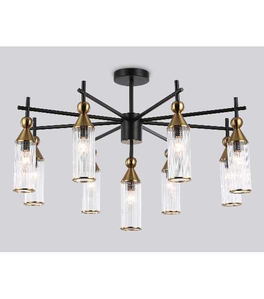 Люстра Ambrella light LH55258/9 BK/BS/CL черный/латунь/прозрачный E14*9 max 40W D770*530