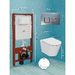 Комплект BAU 6 в 1: усиленная инсталляция BAU IDEAL, унитаз безободковый Bau Nimb Hurricane смыв торнадо, быстросъемное тонкое сиденье дюропласт микролифт, клавиша Gun Grey,темно-серый металлик/хром, фото5