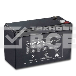 Батарея CROWN CBT-12-7.2 (напряжение 12В, емкость 7.2 А/Ч, разм 151х65х100 мм, вес 2,1 кг, тип клеммы - F2, 5 лет)