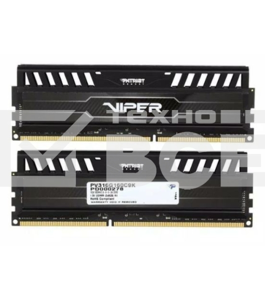 Оперативная память Patriot Viper 3, DDR3, 16GB (2x8 GB), 1600 MHz, CL9, радиатор, черный