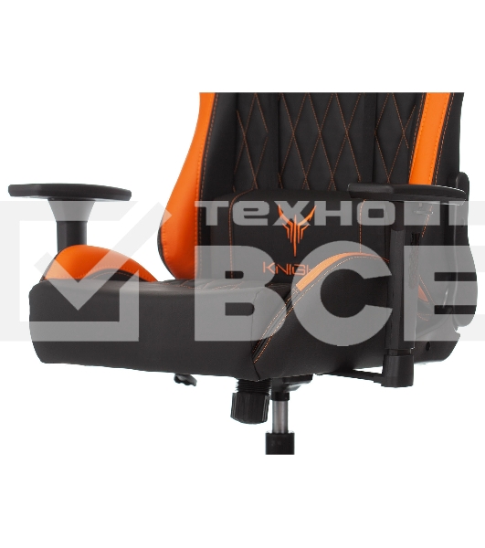 Кресло игровое Knight ARMOR черный/оранжевый, ромбик, эко.кожа, с подголовником, крестовина металл