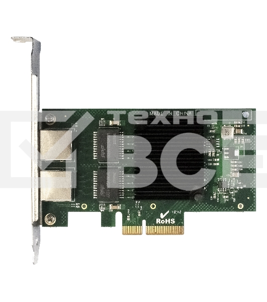 Сетевой адаптер ExeGate EXE-I350-T2V2 (PCI-E x4 v2.1, порты 2xRJ45 (медные), 10/100/1000Mbps, Gigabit NIC Intel Chipset NHI350AM2)