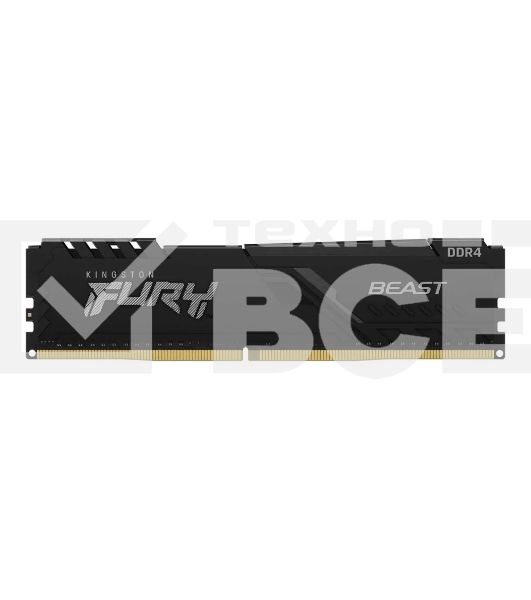 Оперативная память Kingston Fury Beast, DDR4, 16GB (1x16GB), 3600MHz, CL18, с радиатором, черный