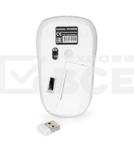 Мышь беспроводная ExeGate Professional Standard SR-9055W белый, 1200 dpi, радиоканал, USB, кнопки - 3