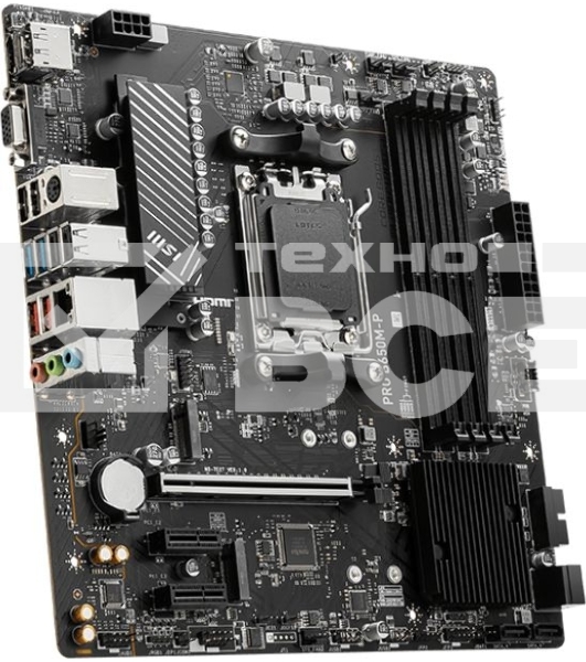 Материнская плата MSI PRO B650M-P, AM5, AMD B650, 4xDDR5, 4xSATA, 2xM.2, 1xPCI-E 4.0 x16, 2xPCI-E 4.0 x1, 1xHDMI, 1xDP, 1xVGA, 1x2.5Gb LAN, 2xUSB 3.2 Gen 1, 2xUSB 3.2 Gen 2, 3x3.5 мм, 7.1, Micro-ATX
