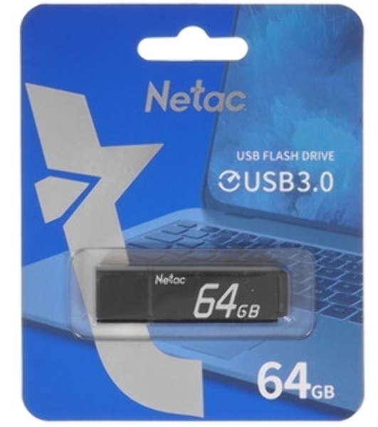Флешка USB Netac U351 (NT03U351N-064G-32BK), 64Gb, USB 3.0, R/W 110/45, черный